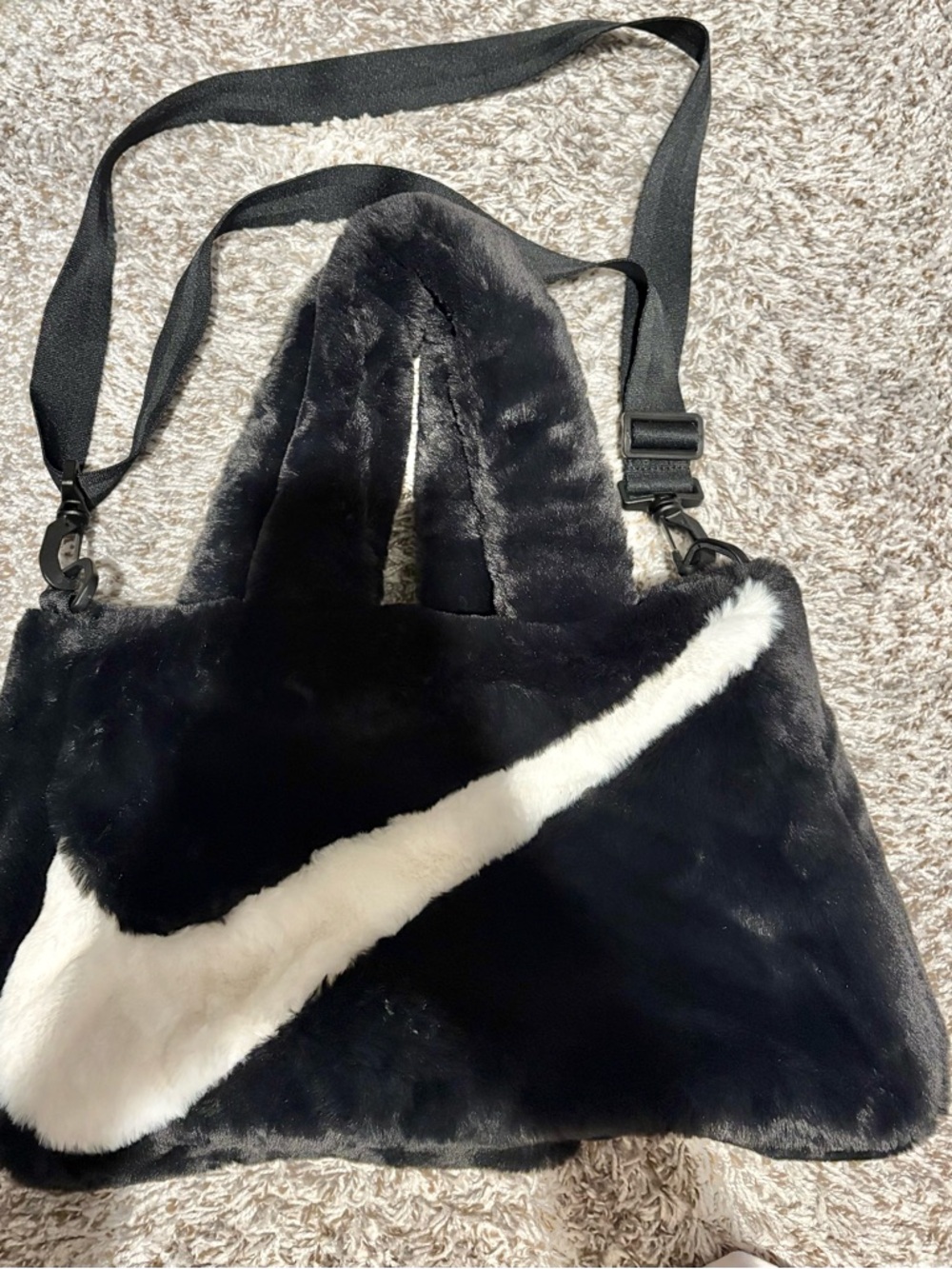 Nike Black Faux Fur Tote Bag